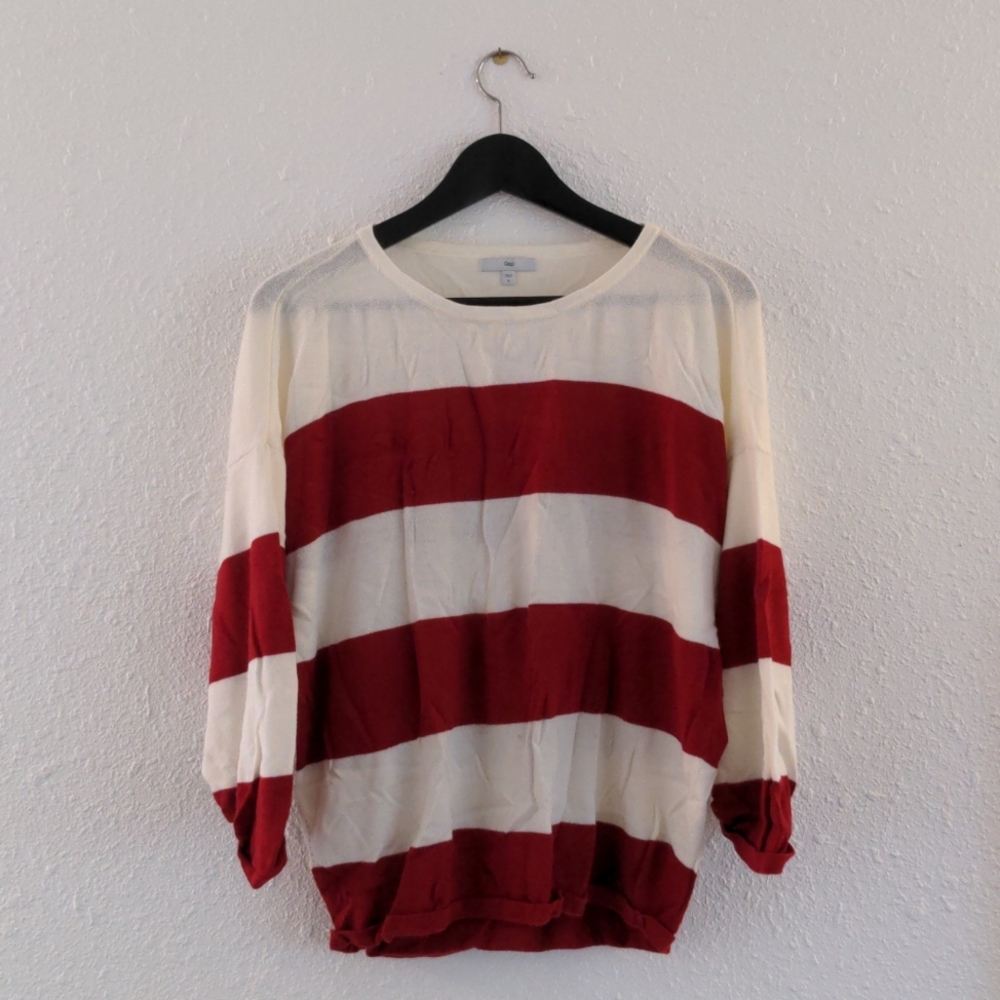 Gap Red & White Striped Sweater Size S